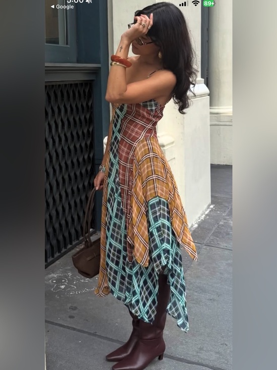 Maeve Dresses & Skirts - Maeve Sleeveless Asymmetric Plaid Midi Dress Size SP